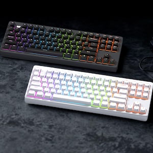 White Pudding Keycaps Set Shine Through PBT RGB Backlit Cherry Profile for Mx Mechanical Keyboards 60 65 75 84 87 104 108 ANSI