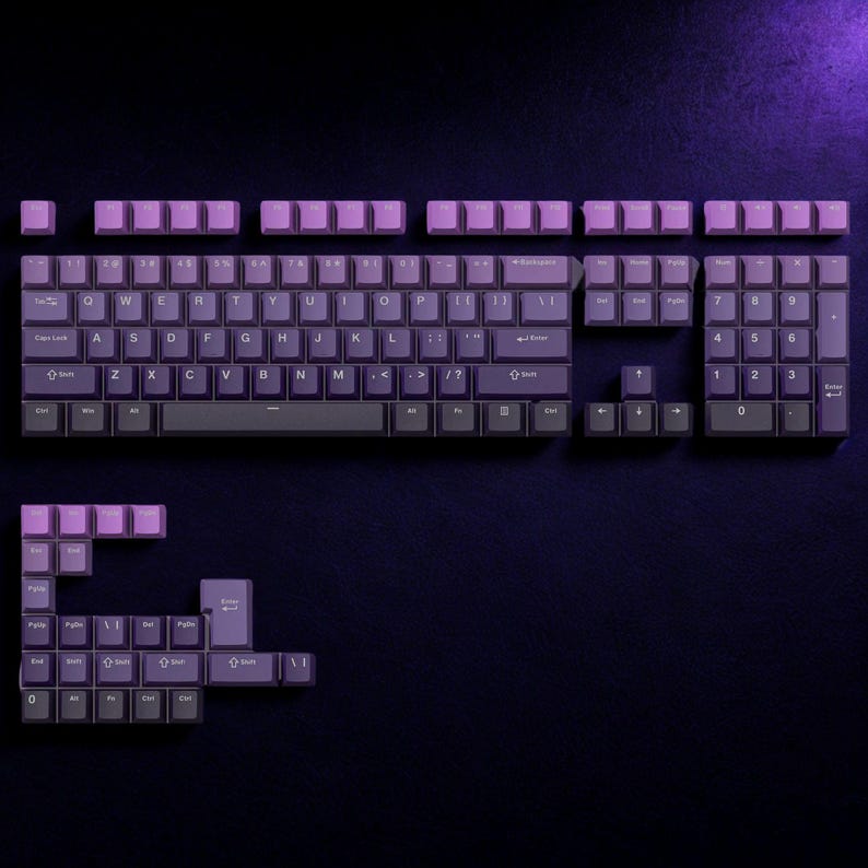 Purple Gradient PBT Keycap Set: RGB Backlit, Cherry Profile (136-Key) Top Print Set