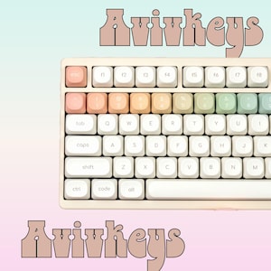 Rainbow Keycap Set, Colorful Keycap Set, PBT Keycaps , Simple Pastel Colors, MX Switch Compatible, White Keycaps, unique kawaii Keycap