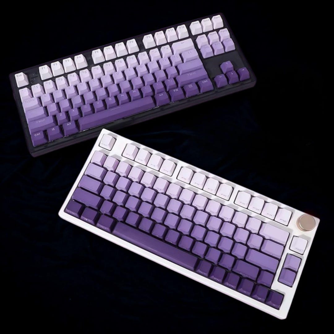 Purplite Keycaps Purple Backlit PBT Keycap Set: Side Print RGB Shine-through, OEM ...