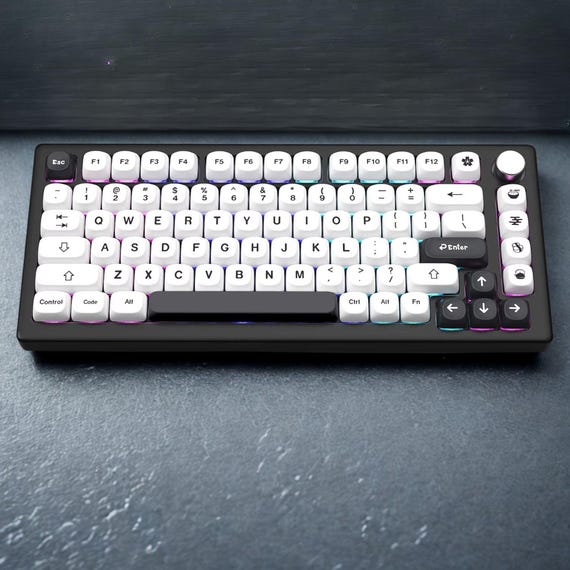 Black and White MOA Keycaps, 142-key PBT Keycap Set, Dye-sub Caps