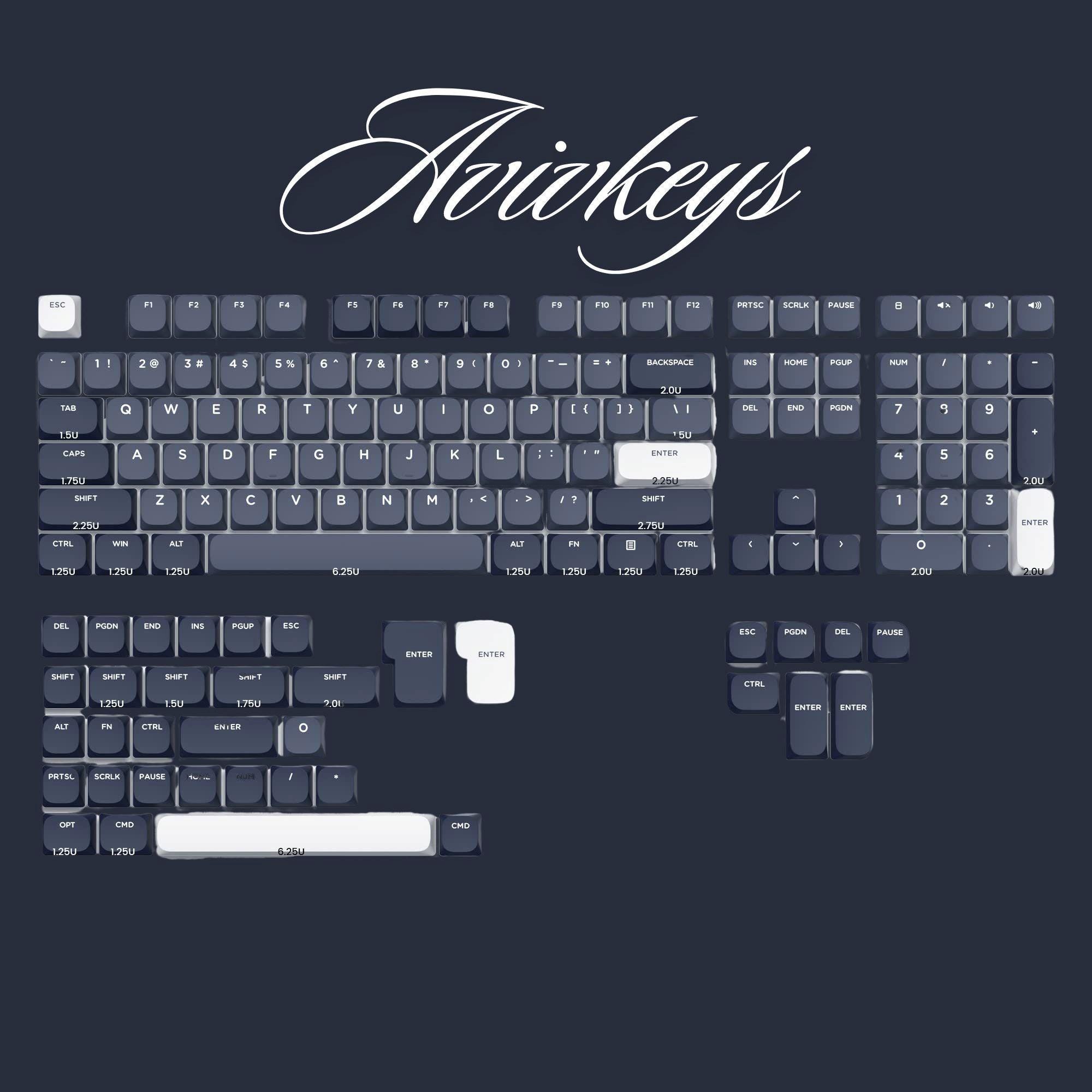 144-key Grey Low Profile PBT Keycaps Custom Double Shot Slim Keycaps ...