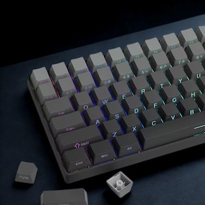 Gray Keycaps Set Side Print RGB Shine Through PBT Double Shot Oem Profile for Mx Mechanical Keyboards 60 65 75 84 87 100 104 108 ANSI iso