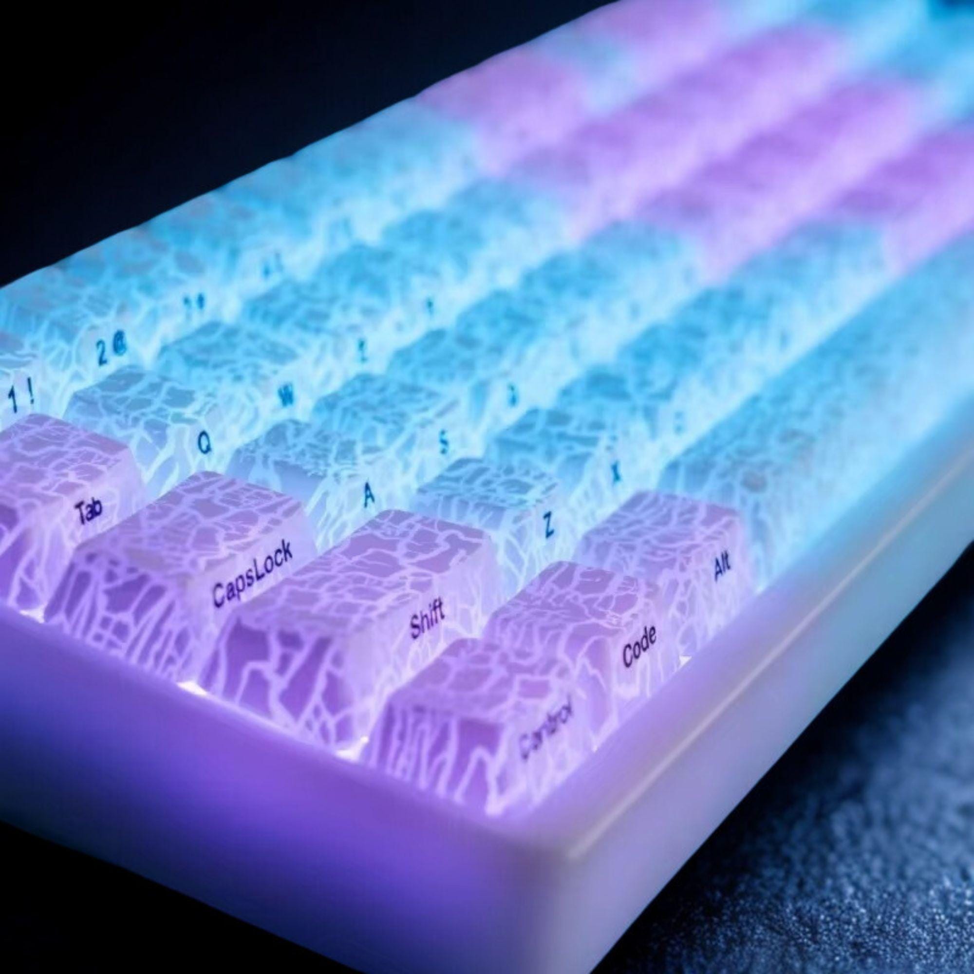 Ice Crack Pattern Keycaps Set, Backlit Shine-through Keycaps, Side ...