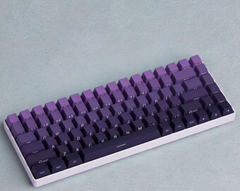 Juego de teclas PBT con degradado morado: retroiluminación RGB, perfil Cherry (136 teclas)
