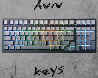 Black & Gray Gradient Side Print Backlit Keycap Set: RGB Shine-Through, Cherry Profile PBT