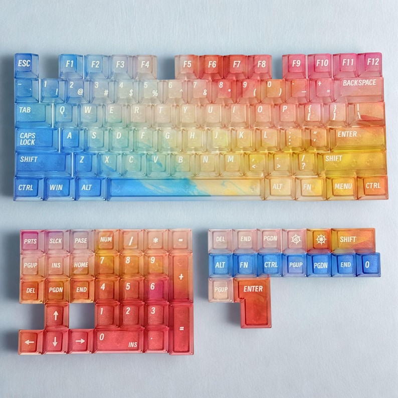 RGB Gradient Keycaps: Translucent Shine Through Cherry Profile Keycap ...