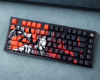 Set di tasti Anime – Tasti PBT rossi e neri / Profilo Cherry con stampa laterale RGB, Double-Shot per tastiere meccaniche MX