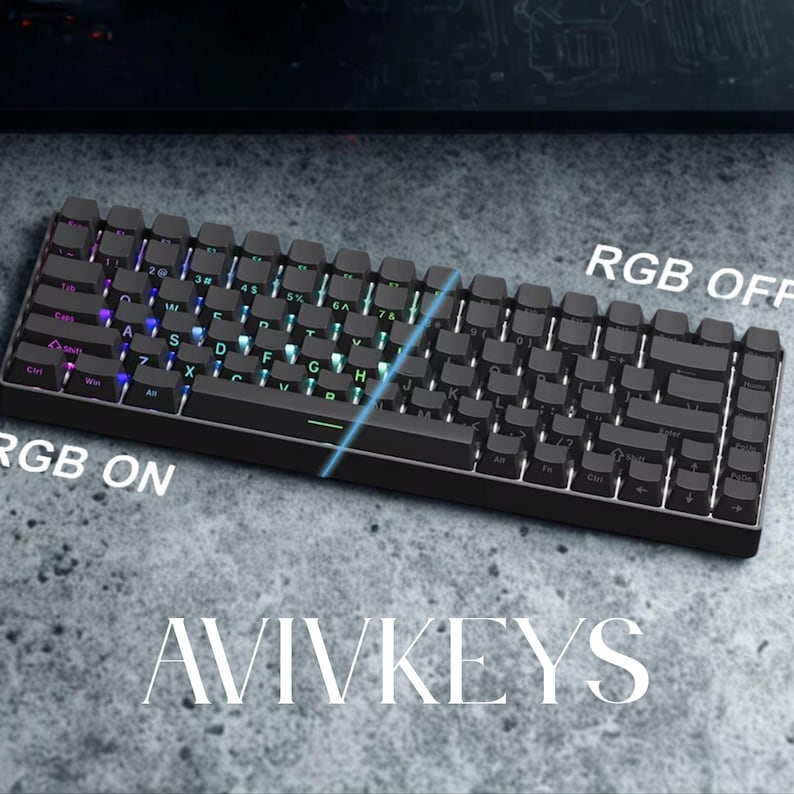 Complete black side printed keycap set layout, shine through RGB OEM profile