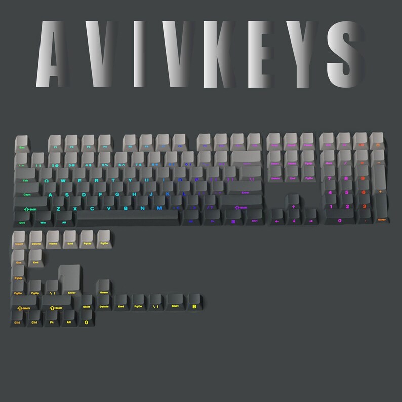 Cyan Backlit Keycap Set RGB Shine Through PBT Double-Shot, 134-Key - Thumbnail 5