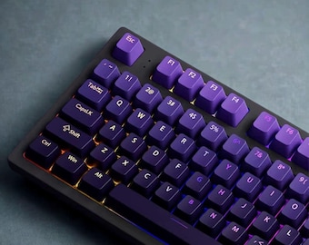 Juego de teclas PBT con brillo RGB morado: 130 teclas, perfil OEM, retroiluminación de doble disparo para teclados mecánicos MX
