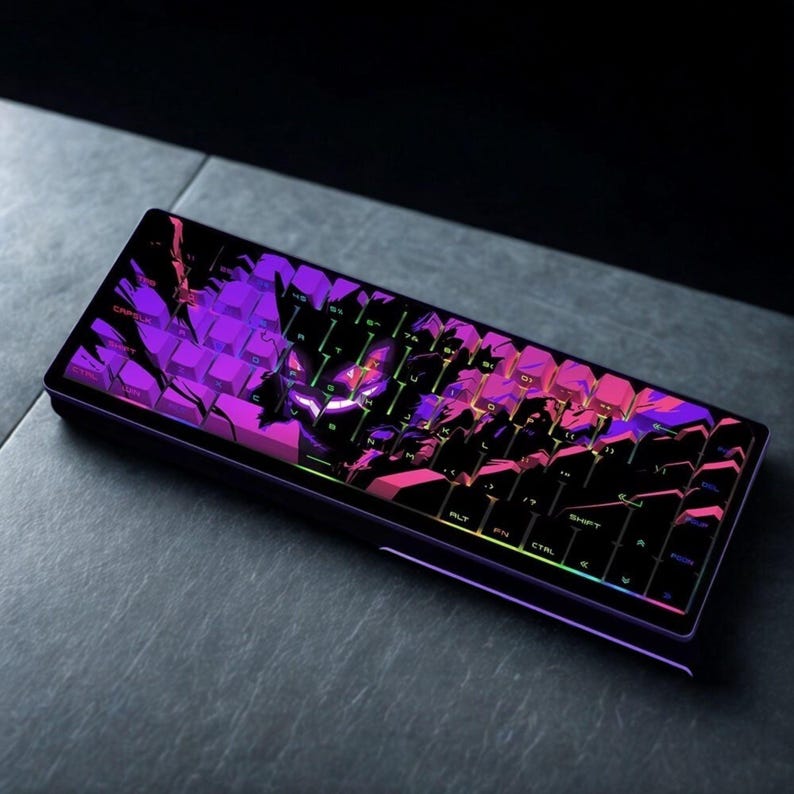 Conjunto de teclas estilo anime: retroiluminação RGB, teclas com impressão lateral transparente, teclas gamer em PBT com 136 teclas. imagem 2
