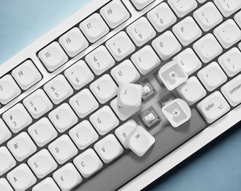 White Mac Style PBT Keycap Set: Custom Mechanical Keyboard Keycaps ISO/ANSI Layouts