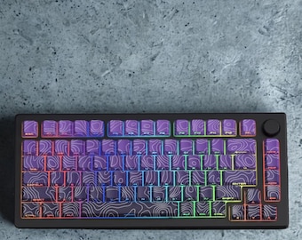 Purple Topographic PBT Keycap Set: RGB Shine-Through, Cherry Profile