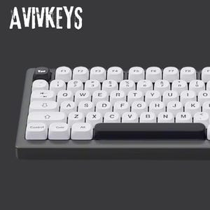 Schwarz Weiß Tastenkappen-Set, 142 Tastaturtasten, PBT-Tastenkappen-Set, moa-Profil, kompatibel mit ANSI / ISO-Layout, süße Tastenkappe