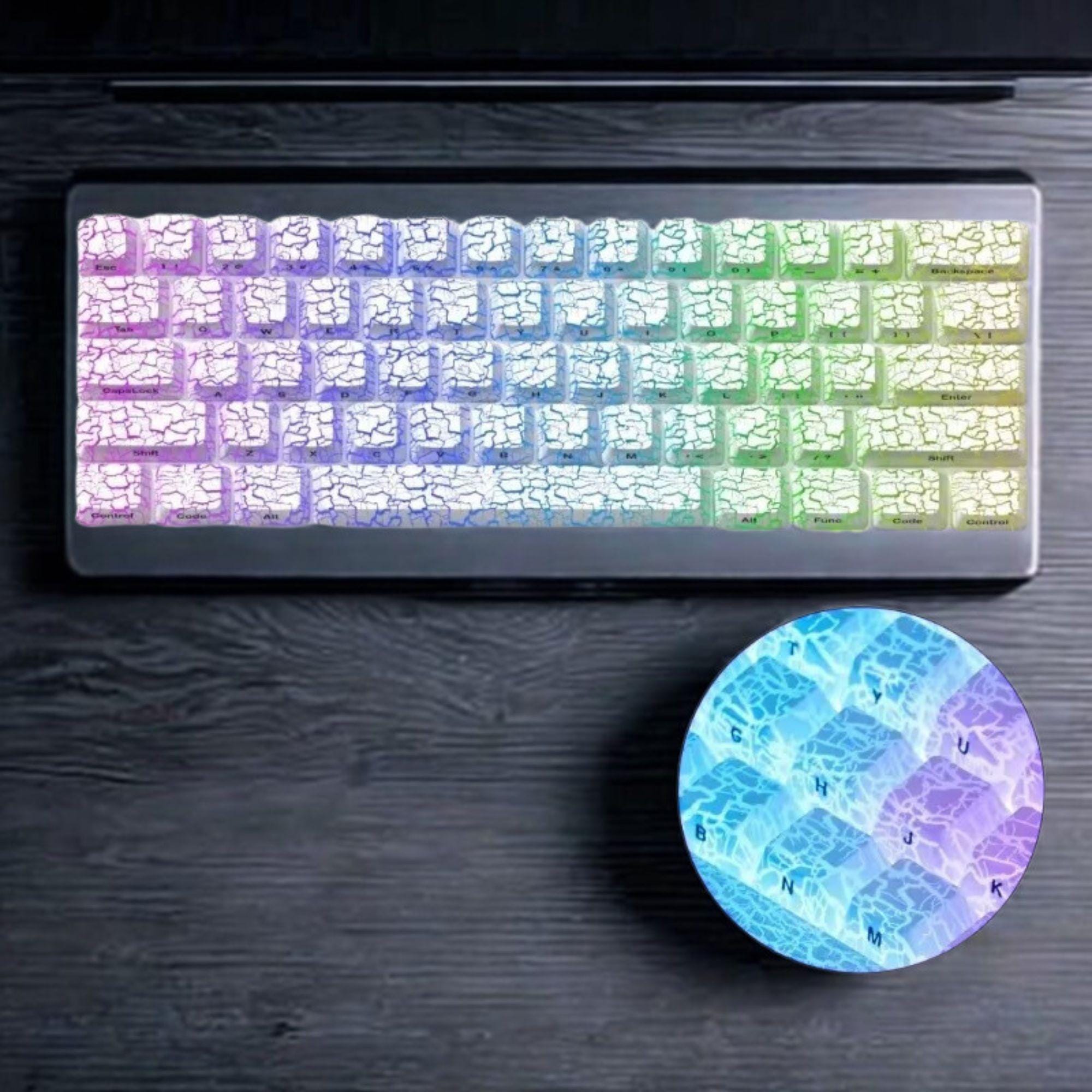 Ice Crack Pattern Keycaps Set, Backlit Shine-through Keycaps, Side ...