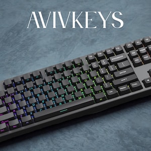 RGB on and off comparison with black side print shine through keycaps