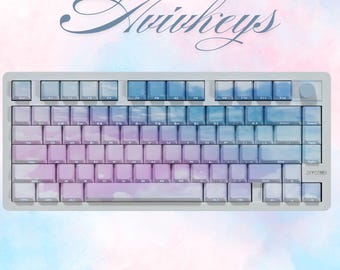 Dreamy Sky RGB Backlit Keycap Set: Shine Through Keycaps PBT Cherry Profile, ISO Layout