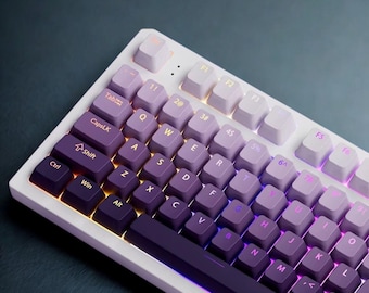 Purple RGB Shine-Through Keycap Set – 130-Key pbt Double Shot Keycaps | Oem Profile | Backlit Mechanical Keyboard Keycaps - ISO / ANSI