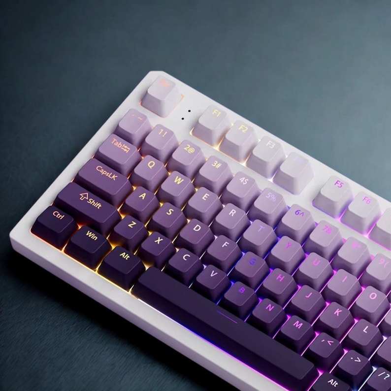 Purple RGB Shine-Through Keycap Set – 130-Key pbt Double Shot Keycaps | Oem Profile | Backlit Mechanical Keyboard Keycaps - ISO / ANSI image 1