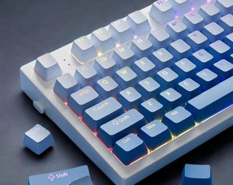 Blue Keycap Set – RGB Shine-Through OEM Profile Double-Shot Compatible with Mx Mechanical Keyboards