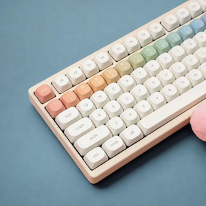 Rainbow PBT Keycap Set: Colorful Keycaps, Kawaii Keyboard Keys