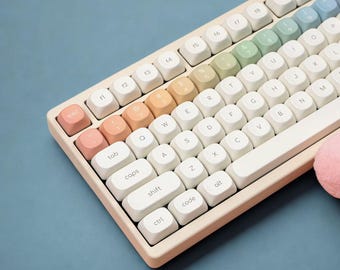 Rainbow PBT Keycap Set: Colorful Keycaps, Kawaii Keyboard Keys