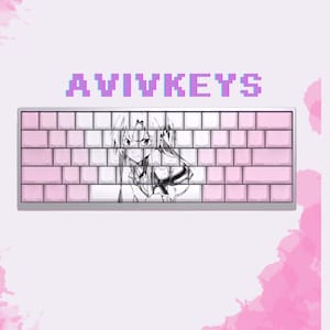 Cute Anime Keycap Set, Pink Backlit Keycaps, PBT Shine through Keycap, 130 Keys, Cherry Profile, Side Print Keycap, Girl Keycap, Gift Gamer