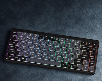 Conjunto de teclas de perfil baixo preto e cinza: 138 teclas de teclado fino PBT de injeção dupla