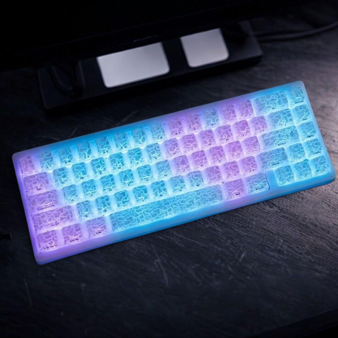 Ice Crack Pattern Keycaps Set, Backlit Shine-through Keycaps, Side ...