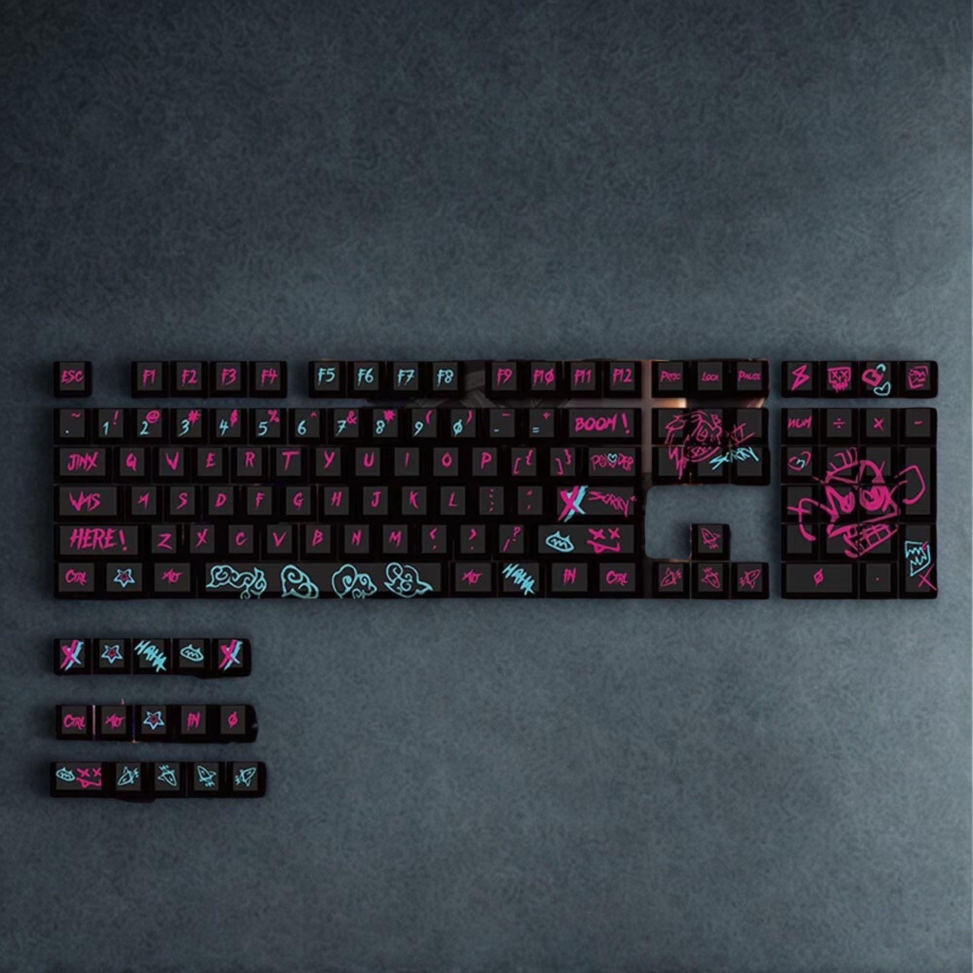 Graffiti Anime Keycap Set – OEM Profile PBT Keycaps | Neon Pink