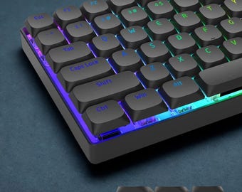 Black Low Profile Keycap Set: RGB Shine Through Backlit, Slim PBT For MX Switches