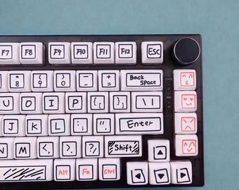 Custom Keycap Set, Cute XDA Profile Keycaps, White PBT Keycaps for Mechanical Keyboard 127 Keys