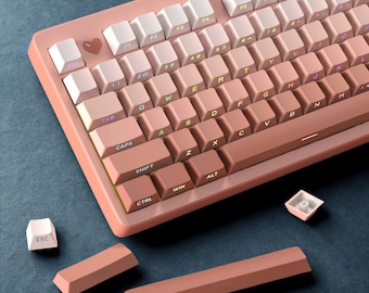 Set di tasti rosa sfumato RGB Shine Through Keycap: stampa laterale retroilluminata, PBT Double Shot