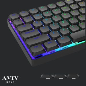 Low Profile Shine Through Keycaps Set, PBT, Backlit Keycaps, Slim Keycap, Black Keycap, Custom Keycap For MX Switches Mechanical Keyboard