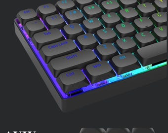 Low Profile Shine Through Keycaps Set, PBT, Backlit Keycaps, Slim Keycap, Black Keycap, Custom Keycap For MX Switches Mechanical Keyboard