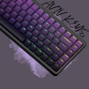 Purple Low Profile Shine Through RGB Keycaps Set, 132 Keyboard Keys, Double Shot PBT, Backlit Keycap, Custom Keycap, For Mechanical Keyboard