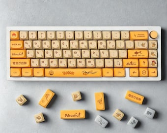 Anime Yellow Keycap Set: Gamer Keyboard Keys, 129 Keys