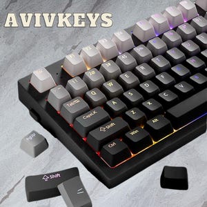 Black Keycap Set RGB Backlit, OEM Profile, Shine Through Keycaps Set, Double Shot PBT, 130 Keyboard Keys, Custom Keycaps