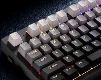 Black RGB Shine Through Keycaps Set: 130 Keys | Double Shot Pbt | Oem Profile | ANSI ISO