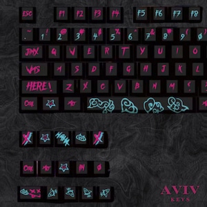 Graffiti Keycaps Set, Anime Keycap, OEM Profile, PBT Keys, Cool Keycaps, Gamer Keycap 104-Key for Mechanical Keyboards, Custom Keycap