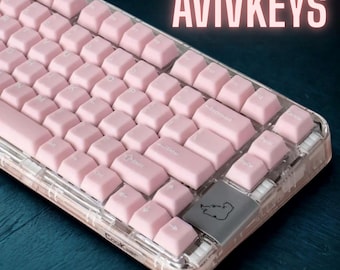Pink Keycaps Set, Cute Translucent Backlit Keycaps, Cherry Profile 162 Keys, ABS Pudding Style