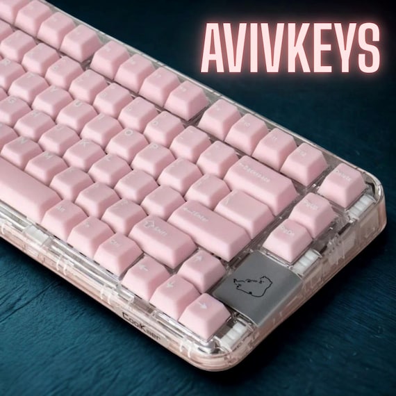 Pink Keycaps Set, Cute Translucent Backlit Keycaps, Cherry Profile 162 Keys, ABS Pudding Style