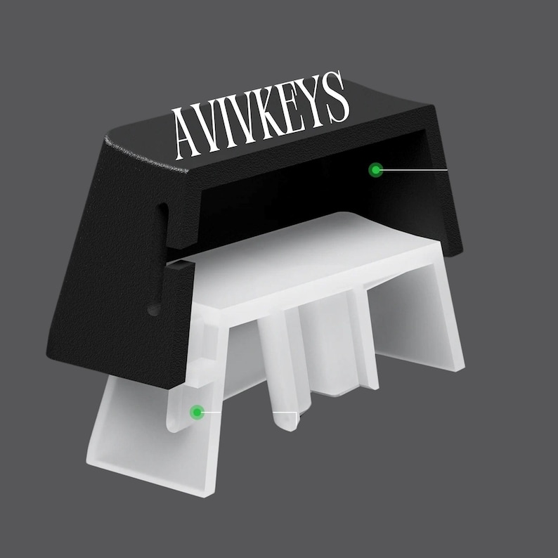 High-quality PBT double-shot keycaps in black with side-printed design