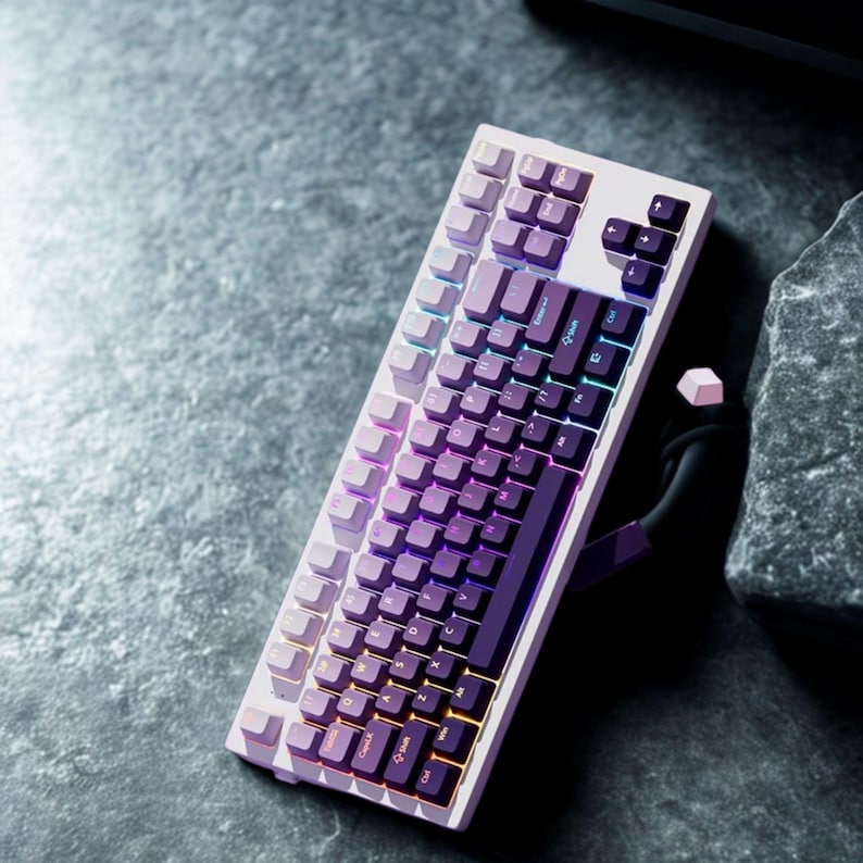 Purple RGB Shine-Through Keycap Set – 130-Key pbt Double Shot Keycaps | Oem Profile | Backlit Mechanical Keyboard Keycaps - ISO / ANSI image 3
