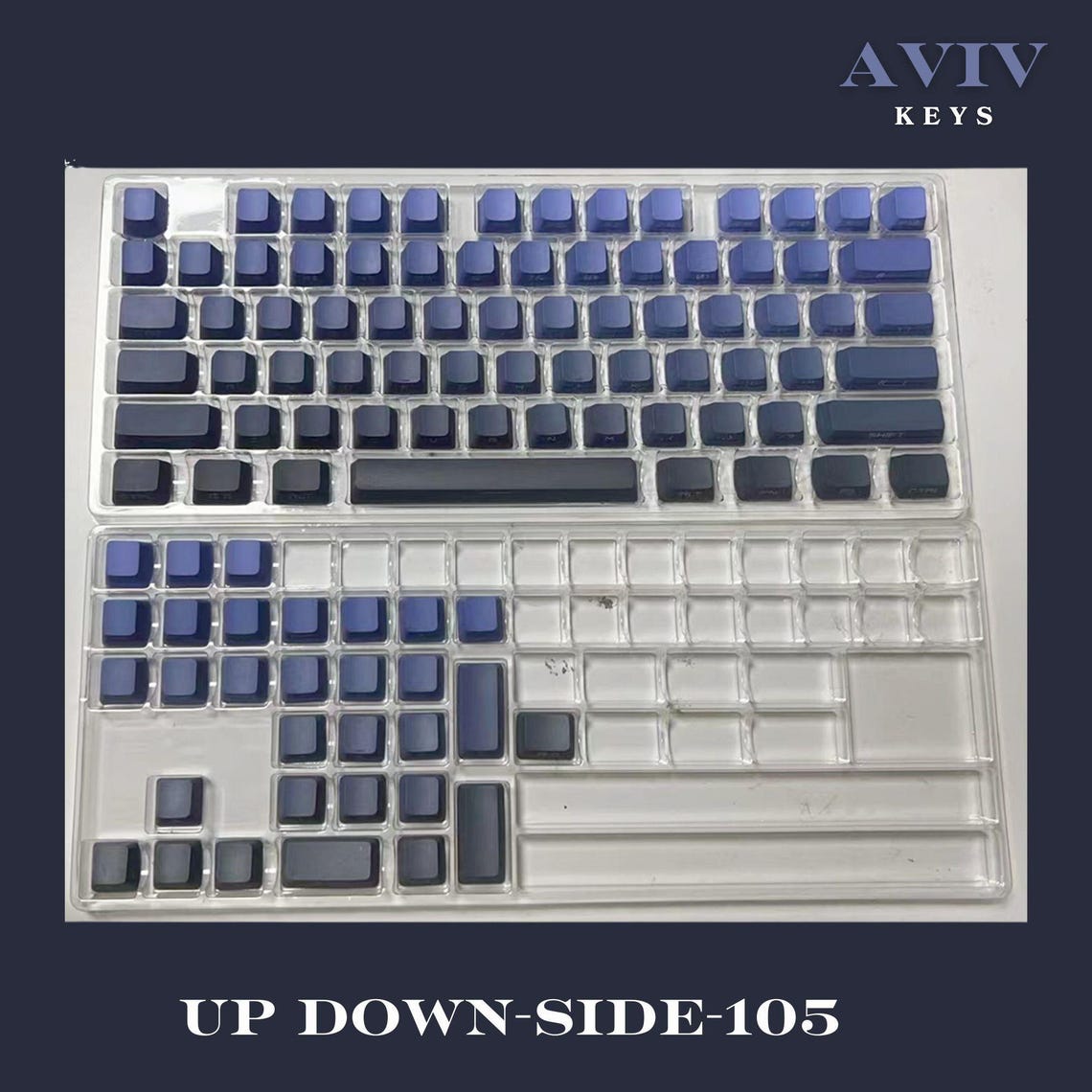 Blue Black Gradient Keycap Set: Backlit PBT Double-shot, OEM Profile ...