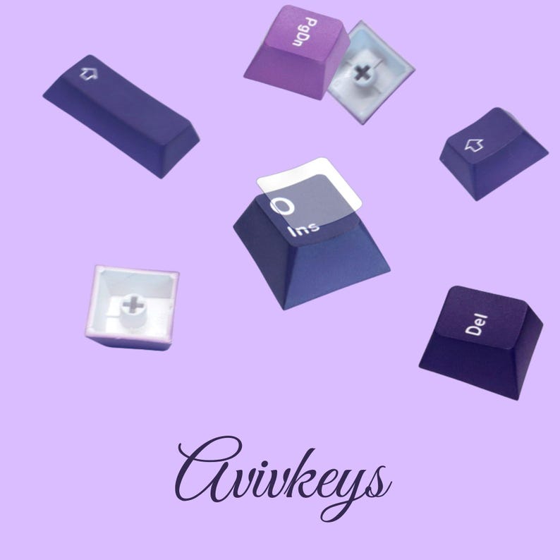 Stylish purple mechanical keyboard setup featuring gradient keycaps and minimalist design