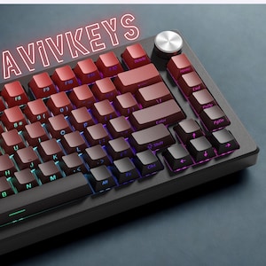 Röd-svart tangentbordsset – Bakgrundsbelysta PBT-tangentbord med sidotryck | Cherry Profile RGB Shine-Through för mekaniska tangentbord (61/68/84/87/104 tangenter)