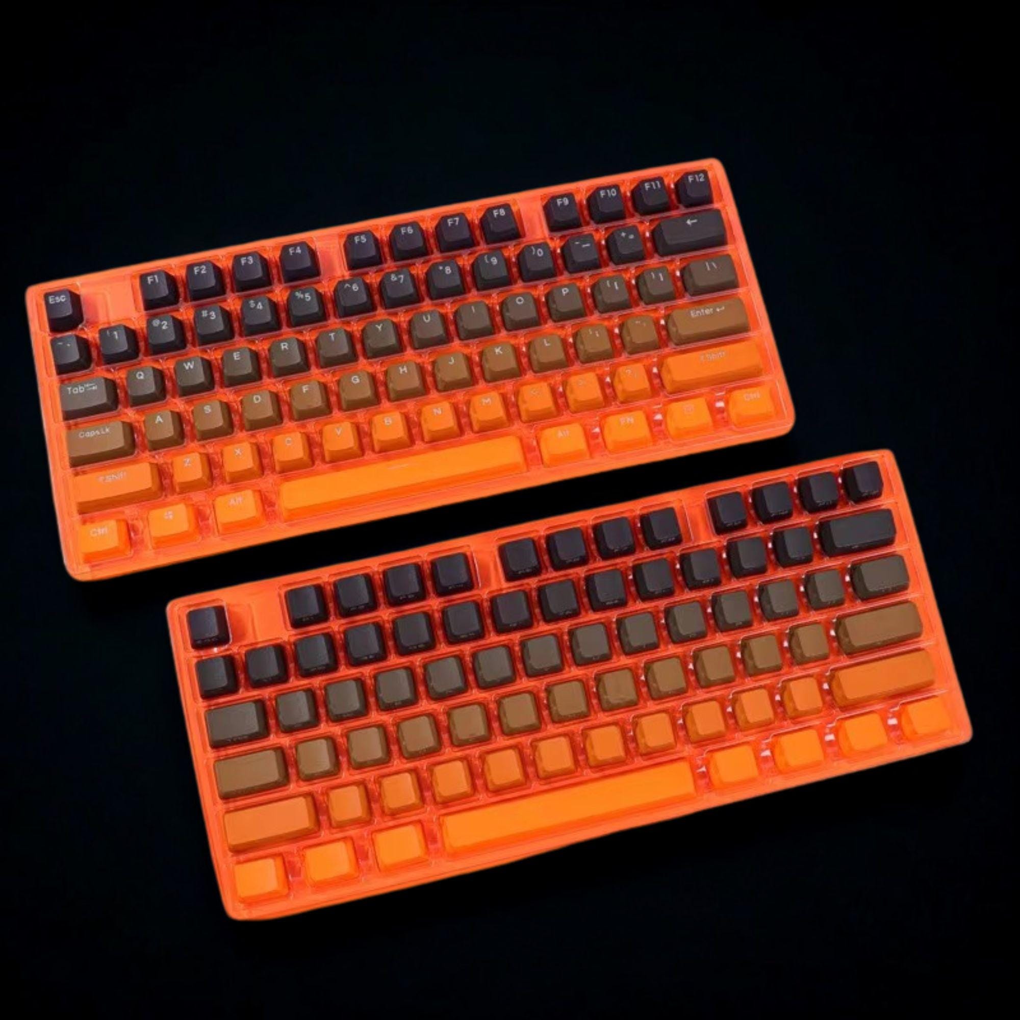 Orange & Black Keycap Set: RGB Backlit Shine-through PBT