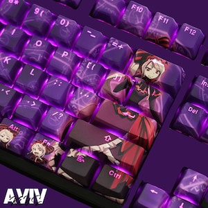 Anime Backlit Keycap Set, 108 Keyboard Keys, PBT Keycaps, Shine Through Keycaps Set, Cool Keycaps, Gamer Keycaps, Kawaii Keycap, Handmade
